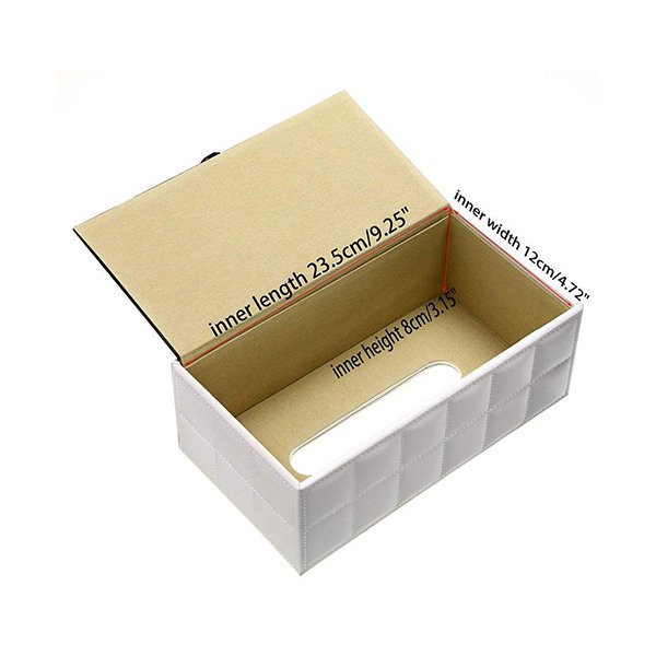 PU長方形白色面紙盒-3